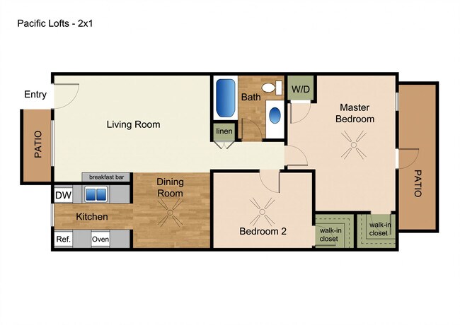 21A: 2 Bed 1 Bath floor plan